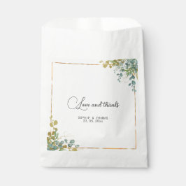 Grüne und goldene Eukalyptus-Aquarellfarbe Geschenktütchen