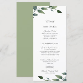 Grüne und goldene geometrische Hochzeit Menükarte