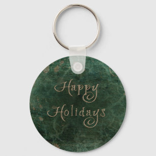 Grüne und goldene Grunge Weintrauben - Happy Holid Schlüsselanhänger