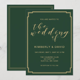 Grüne und goldene Hochzeit Einladung