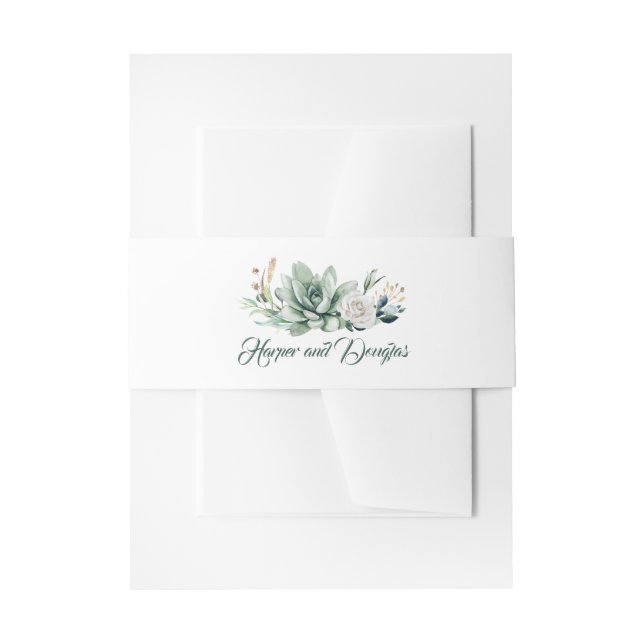 Grüne und goldene Hochzeit Einladungsbanderole (Vorderseite Beispiel)