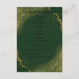 Grüne und goldene Hochzeits-Details Karte