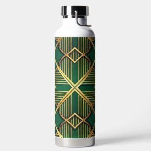 GRÜNE UND GOLDENE IRLÄNDISCHE ART DECO MUSTER TRINKFLASCHE