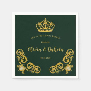 Grüne und goldene königliche Krone Hochzeit Napkin Serviette