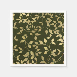 Grüne und goldene künstliche Folien Botanische Blä Serviette