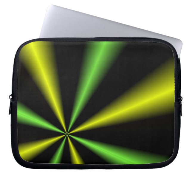 Grüne und goldene Leuchtbalken Laptopschutzhülle (Vorderseite)