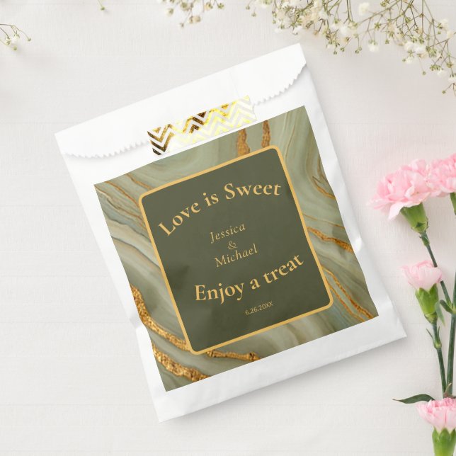 Grüne und goldene Marmor  Geschenktütchen (Versiegelt)