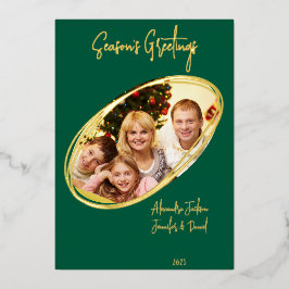 Grüne und goldene Minimalsaison Weihnachten Folien Feiertagskarte