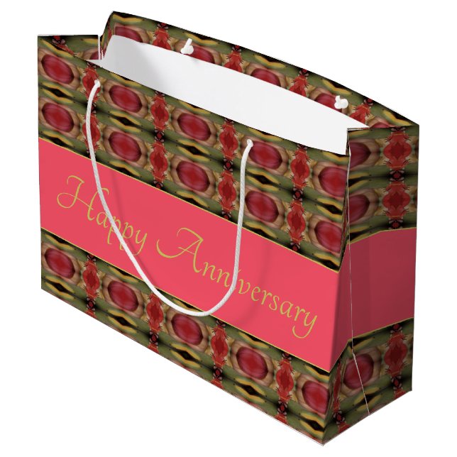 Grüne und goldene Rose der Burgund Große Geschenktüte (Rückseite Schrägansicht)