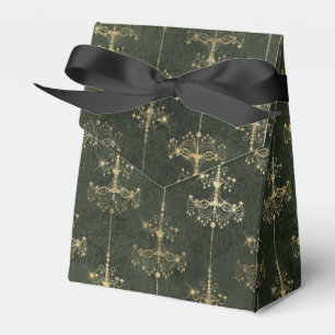 Grüne und goldene Vintage Kronleuchter Geschenkschachtel
