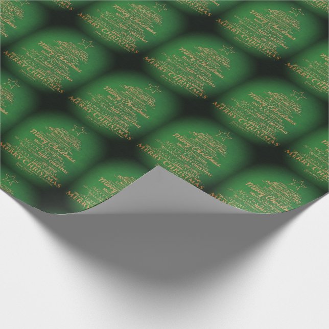 Grüne und goldene Weihnachtsbaume Geschenkpapier (Ecke)