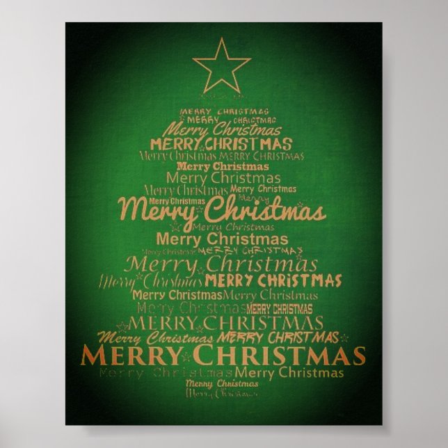 Grüne und goldene Weihnachtsbaume Poster (Vorne)