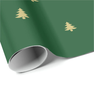 Grüne und goldene Weihnachtsbaume-Schriftart-Must Geschenkpapier