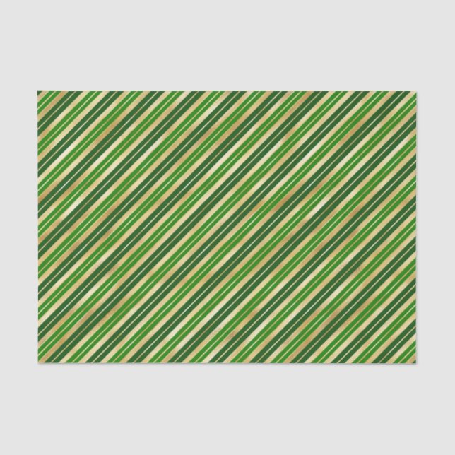 Grüne und goldene Weihnachtsstreifen Seidenpapier (Vorderseite)