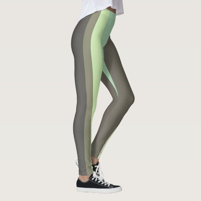 grüne und graue Abstrakte Streifen Leggings (Rechts)