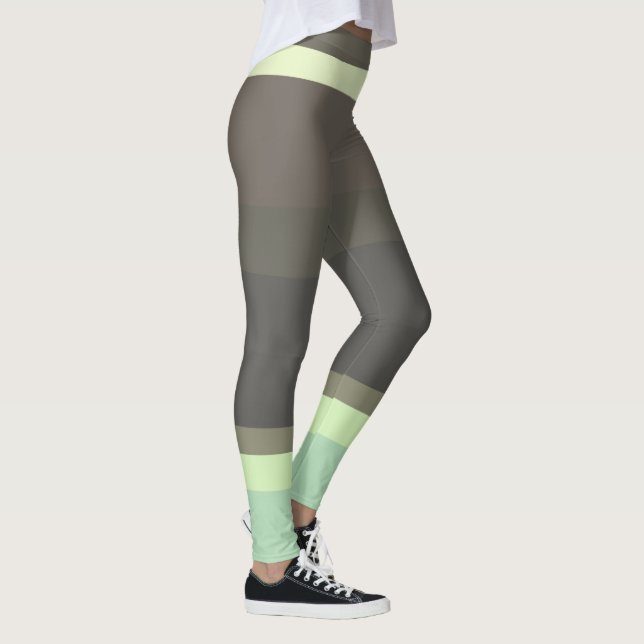 grüne und graue Abstrakte Streifen Leggings (Rechts)
