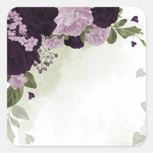 Grüne und helle violette Blumen Quadratischer Aufkleber