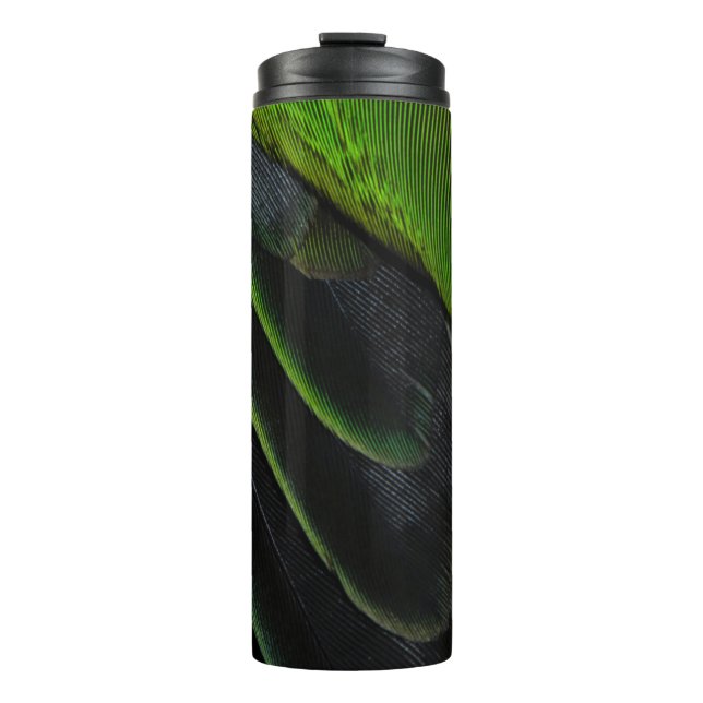 Grüne und karierte Textilien Thermosbecher (Vorderseite)