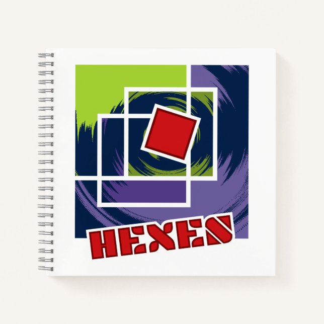 Grüne und Lila Abstrakte Rebellenkneipen mit Hexen Notizbuch (Vorderseite)