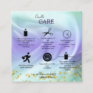 Grüne und Lila Candle Care Square Business Card Quadratische Visitenkarte