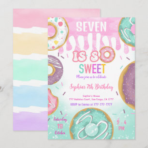 Grüne und Lila Donut-Geburtstagsparty Einladung