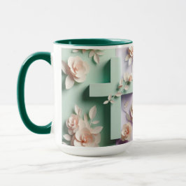 Grüne und Lila, florale Tasse ai design