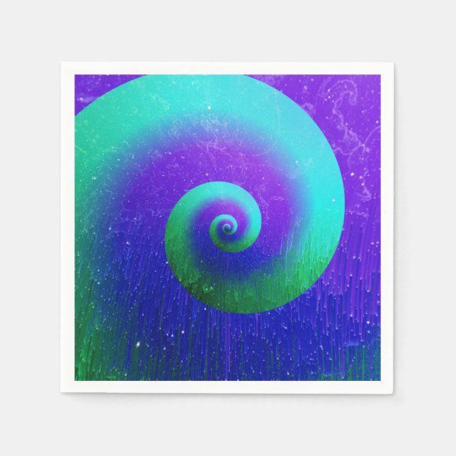 Grüne und Lila Gefärbte Krawatte Swirl Serviette (Vorderseite)