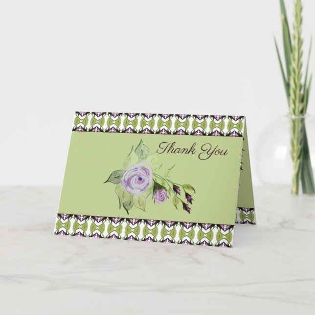 Grüne und Lila Rose Karte (Vorderseite)