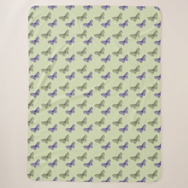 Grüne und Lila Schmetterlinge Sherpadecke (Vorderseite)