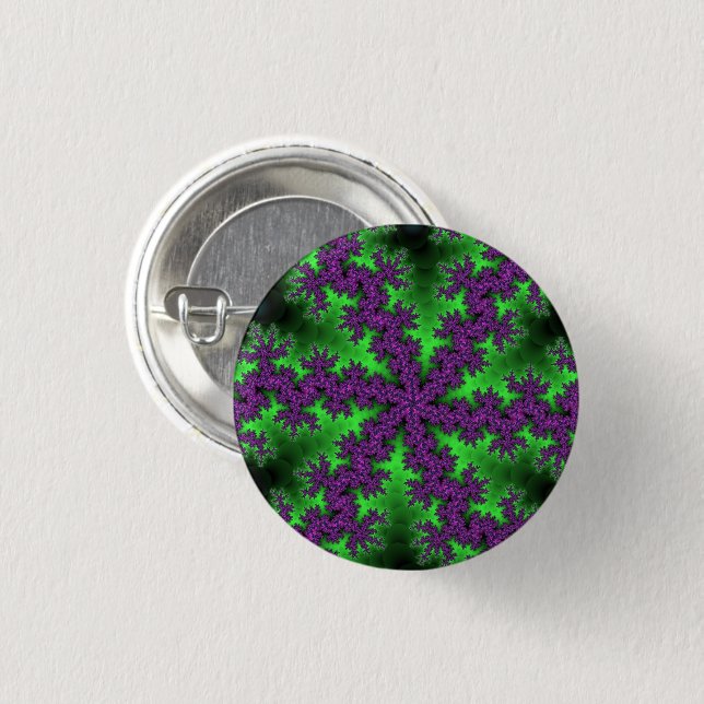 Grüne und Lila Schneeflocke Button (Vorne & Hinten)