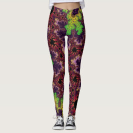 Grüne und Lila Speckle Leggings