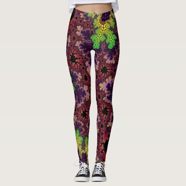 Grüne und Lila Speckle Leggings (Vorderseite)