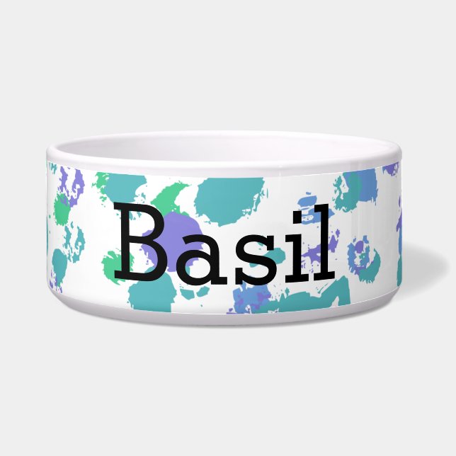 GRÜNE UND LILA SPLASHEN Keramik Pet Bowl Napf (Vorderseite)