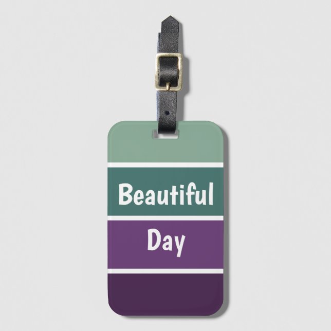 Grüne und Lila Streifen Gepäckanhänger (Vorderseite Vertikal)