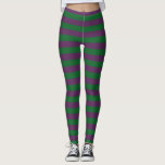 Grüne und Lila Streifen Leggings<br><div class="desc">Abstrakte Digitalkunst von Waldgrün und lila Streifen</div>