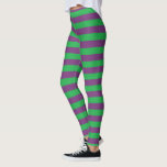 Grüne und lila Streifen Leggings<br><div class="desc">Abstrakte digitale Kunst der grünen und lila Streifen</div>