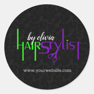 Grüne und Lila Textgestaltung Runder Aufkleber