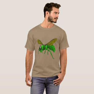 Grüne und Limone Hornissenwespebiene des Cartoon T-Shirt