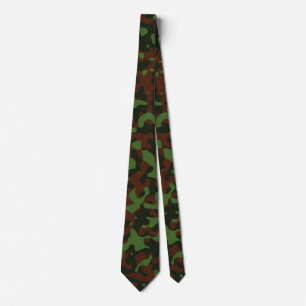 Grüne und Mahagoni-Camouflage in Dunkelolive Krawatte
