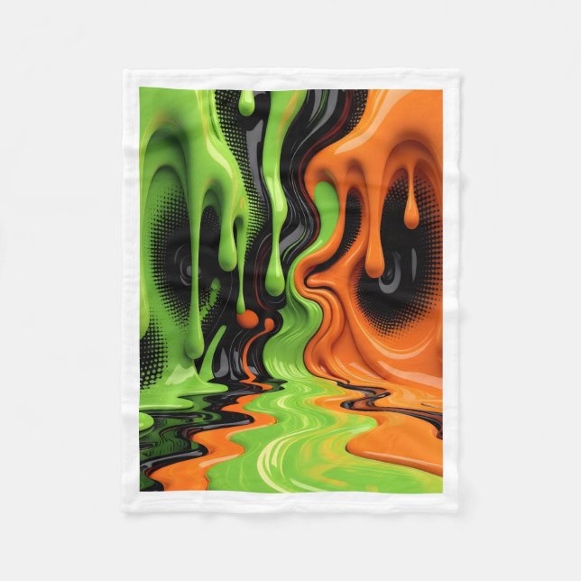 Grüne und orange Schleimdecke Fleecedecke (Vorderseite)