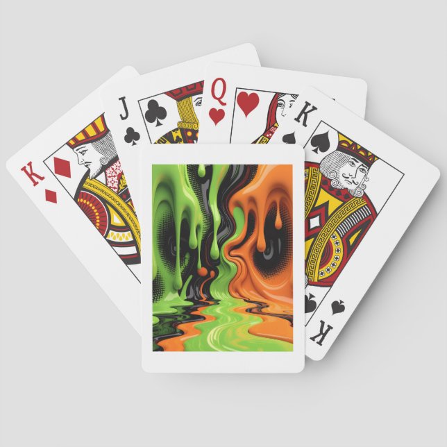 Grüne und orange Schleimdecke Spielkarten (Rückseite)