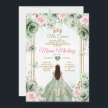Grüne und rosa Blumenmatte am 16. Geburtstag Einladung<br><div class="desc">Sage Green & Pink Floral Mis Quince 16. Geburtstag Einladung Mis Quince 15 Anos,  16. Geburtstag Schmetterling.</div>