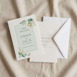 Grüne und rosa Blütenhochzeit retten das Datum Save The Date