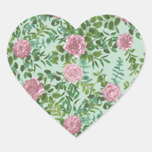 Grüne und rosa Hochzeitspastel Herz-Aufkleber