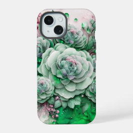 Grüne und rosa Kakteen Sukkulent iPhone 15 Hülle