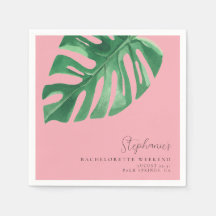 Grüne und rosa Tropische Monstera Bachelorette