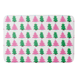 Grüne und rosa Weihnachtsbäume Badematte
