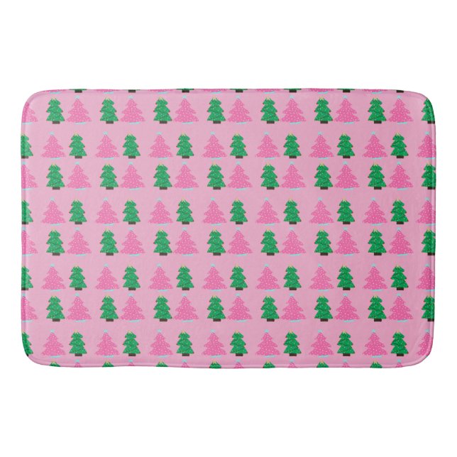 Grüne und rosa Weihnachtsbäume Badematte (Vorderseite)