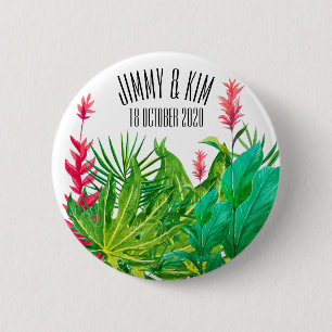 Grüne und rote Blätter Hochzeit zum Geburtstag Button