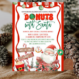 Grüne und rote Donuts mit Weihnachtsmann Einladung